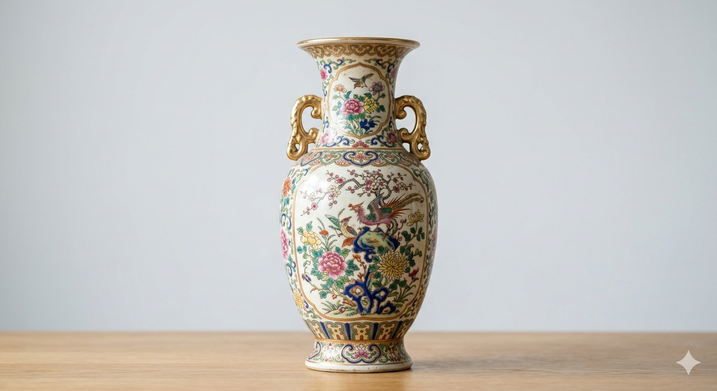 Antik kézzel festett porcelán váza